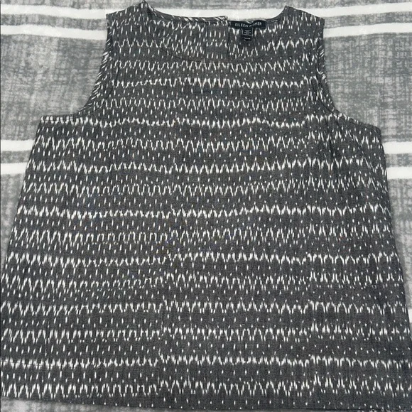 Eileen Fisher Charcoal and White Patterned Tank Top - Picture 2 of 7